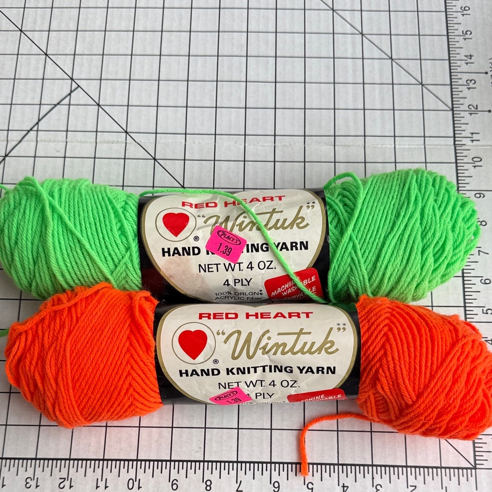 Vintage Red Heart Wintuk Yarn Lot Mint Julep Tangerine Neon Orlon Acrylic 4 Ply